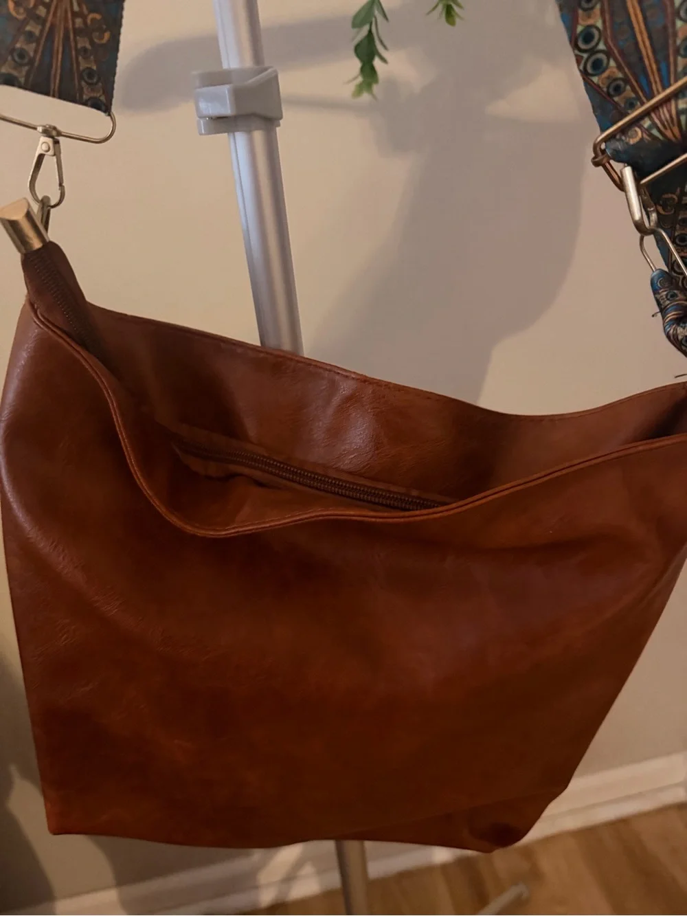 Shein Brown Vintage Retro Crossbody, Casual Shoulder purse with aqua strap - Picture 5 of 8